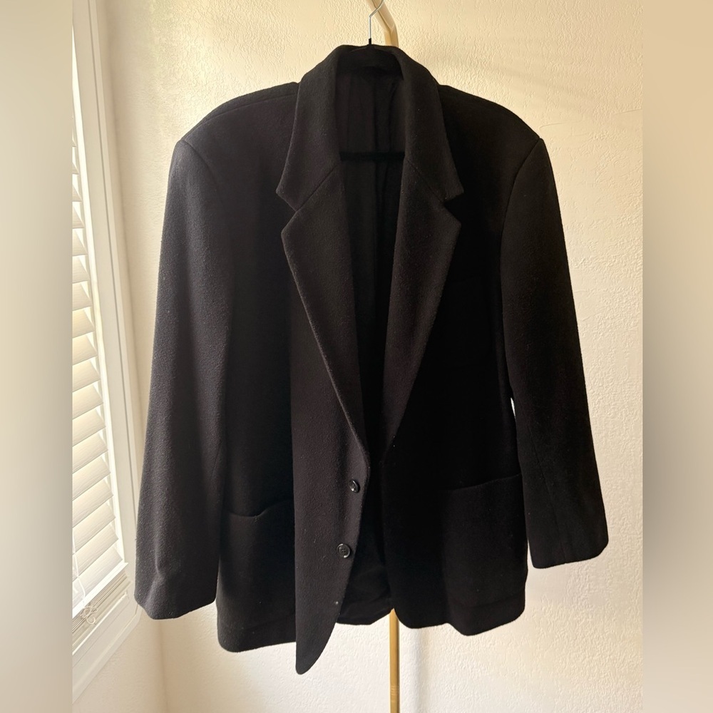 Le Homme de Lyon Men’s Black Wool Blend Tailored Coat L - Picture 3 of 6